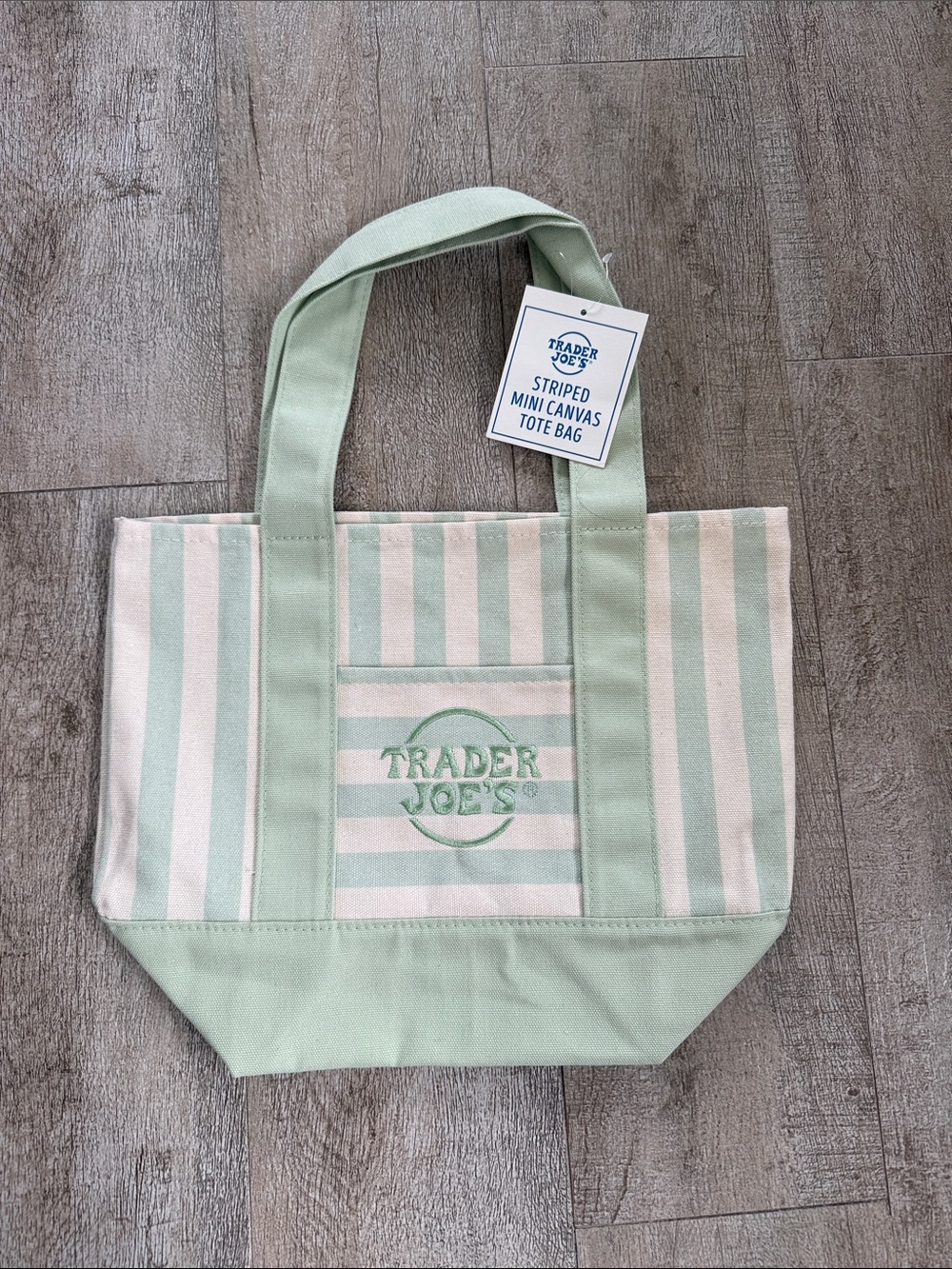 Trader Joe's Pastel Stripe Tote Bag - Green